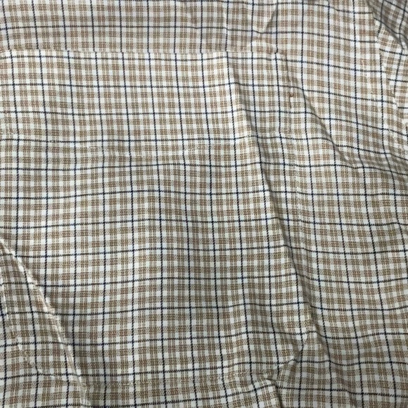 Jos. A. Bank Mens Plaid Checked Dress Shirt Medium Tan Blue White - Picture 4 of 5